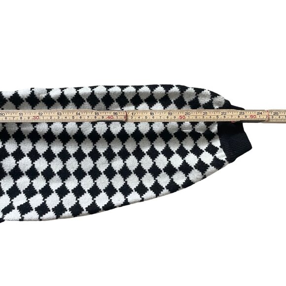 More In Love Womens Black & White Checkered Sleeve Zip-Up Sweatshirt Jacket S - Picture 6 of 7